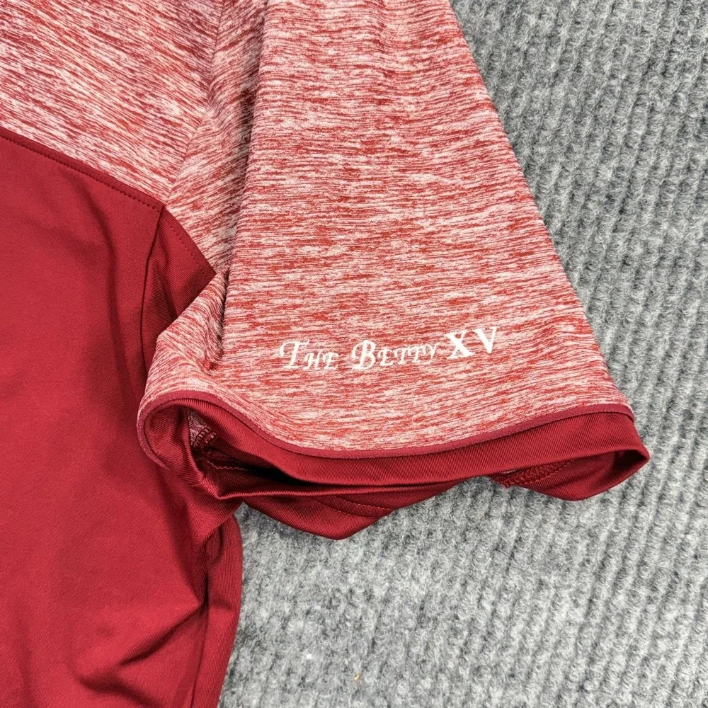 Under Armour HeatGear Polo Shirt Mens 2XL Red Colorblock Golf Performance Top